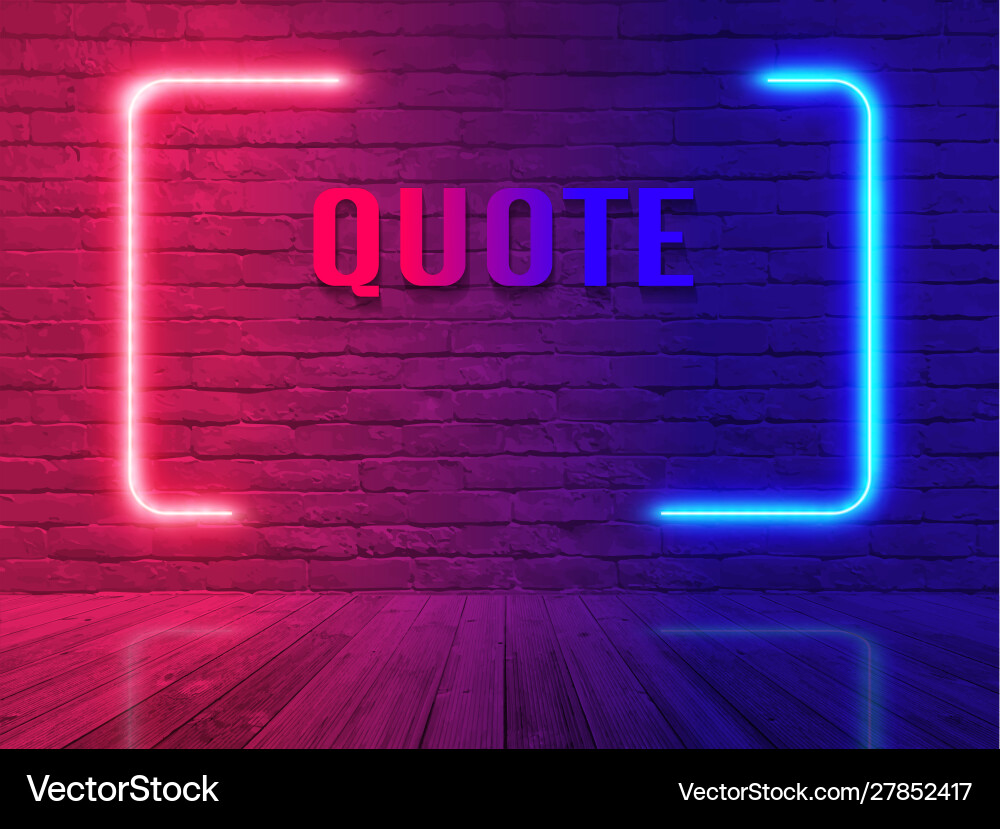 Neon Zitat Bubble auf Brick Wall Vektorbild
