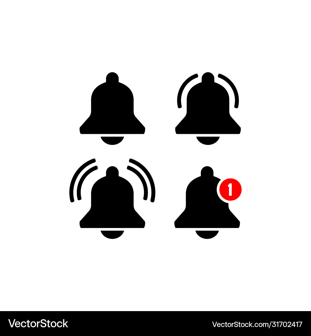 Notification bell icons set for incoming inbox Notification bell icons set for incoming inbox vector image
