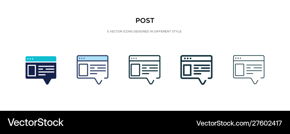 Post icon in different style two colored vector image