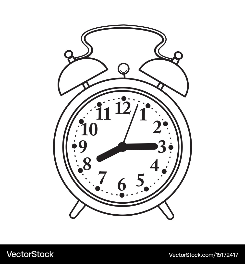 Retro style analog alarm clock sketch vector image