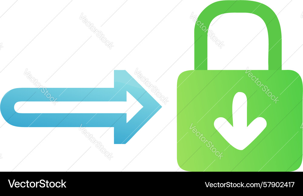 Secure file unlock and download icon design vector image