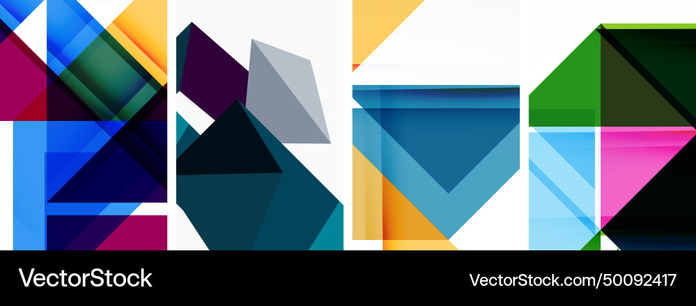 Set of colorful triangle poster cover template Set of colorful triangle poster cover template vector image