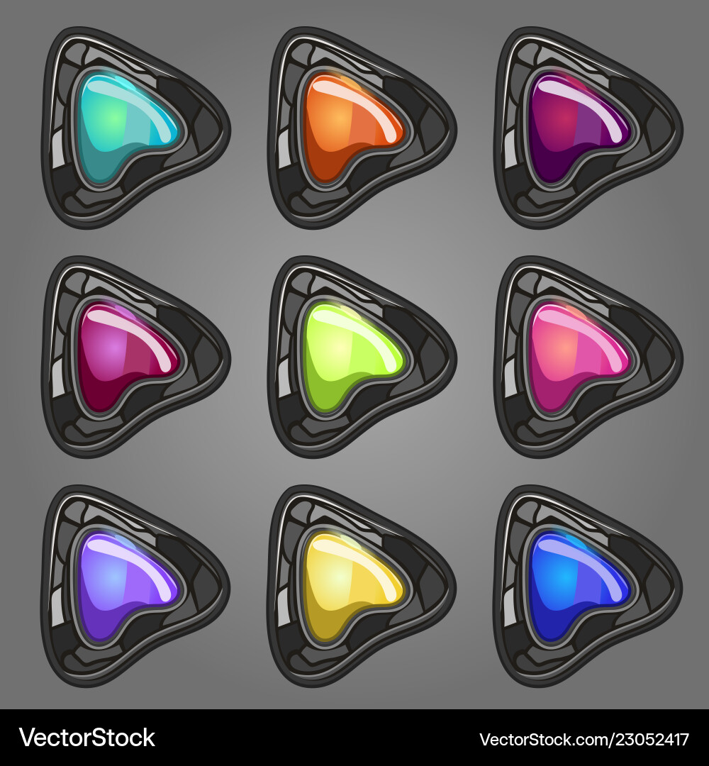 Set of stone pointers with inlaid gems Set of stone pointers with inlaid gems vector image