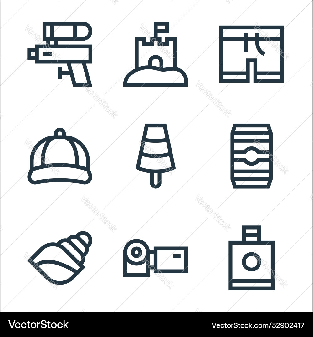 Summer line icons linear set quality Summer line icons linear set quality vector image
