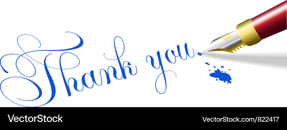 Thank you note fountain pen Royalty Free Vector Image