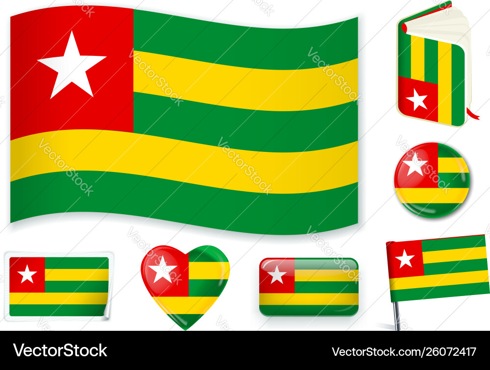 Togo flag in seven shapes editable and separate vector image