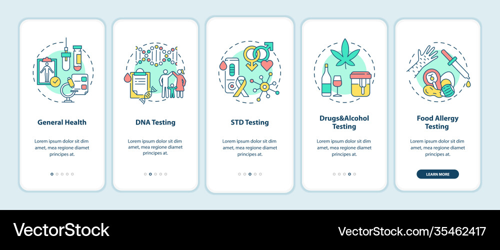 Top testing categories onboarding mobile app page Top testing categories onboarding mobile app page vector image