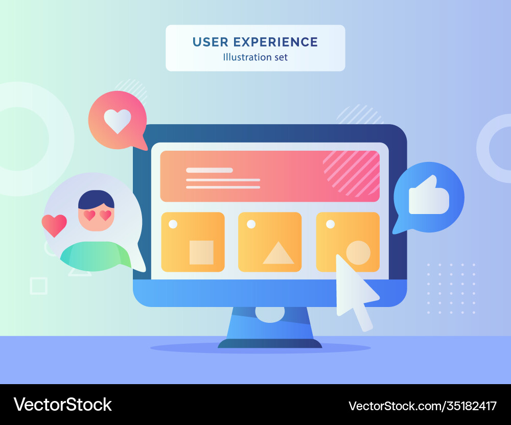 User experience set wireframe ui on computer User experience set wireframe ui on computer vector image