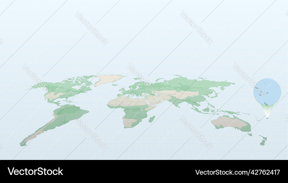 World map in perspective showing the location Vector Image