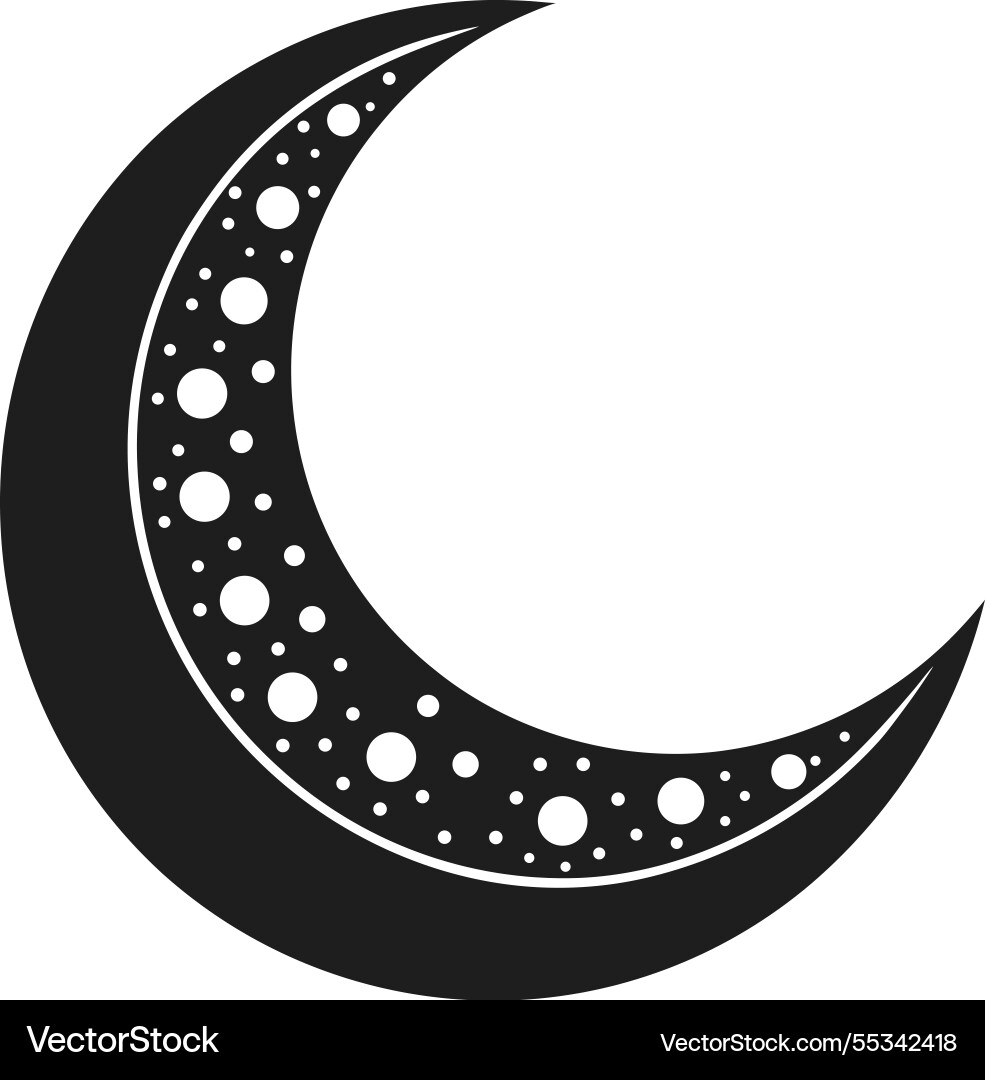 Abstract crescent moon with dotted patterns vector image