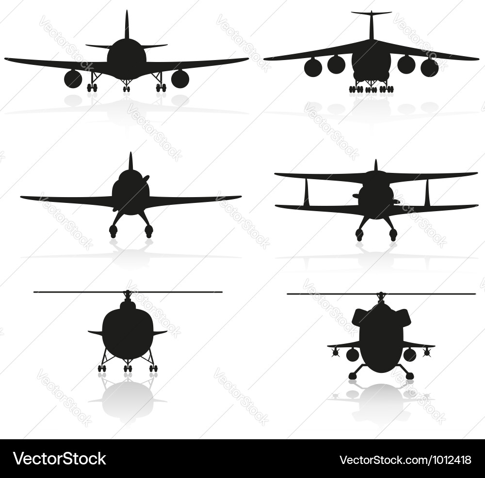 Airplane and Helicopter Icons vector image