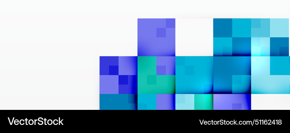 Blue squares stacked on white background create Vector Image