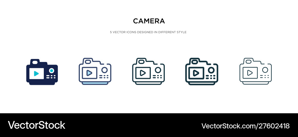 Camera icon in different style two colored Camera icon in different style two colored Vector Image