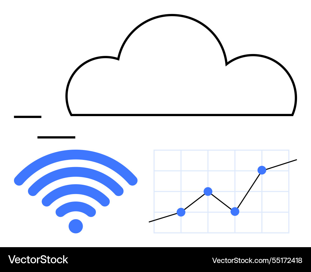Cloud computing concept with wireless signal Cloud computing concept with wireless signal vector image