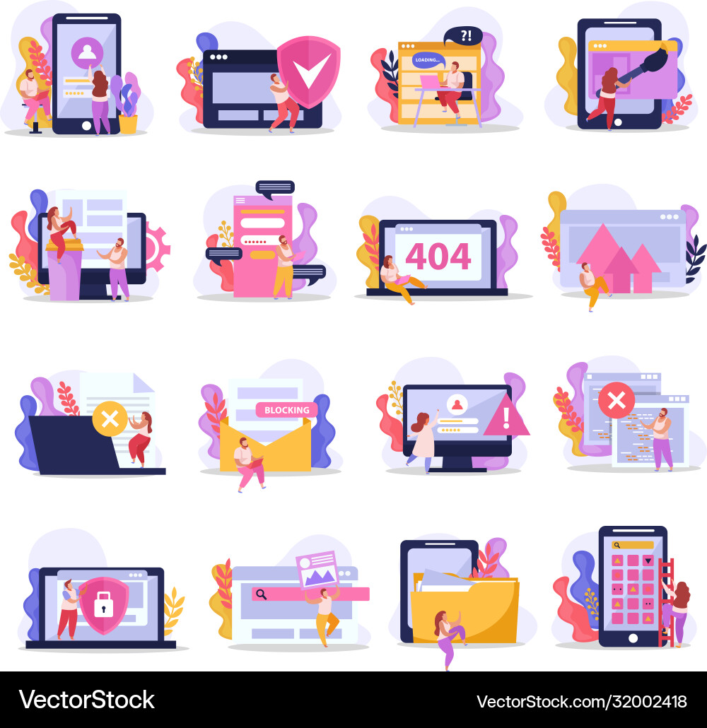 Computer users icon set Vector Image