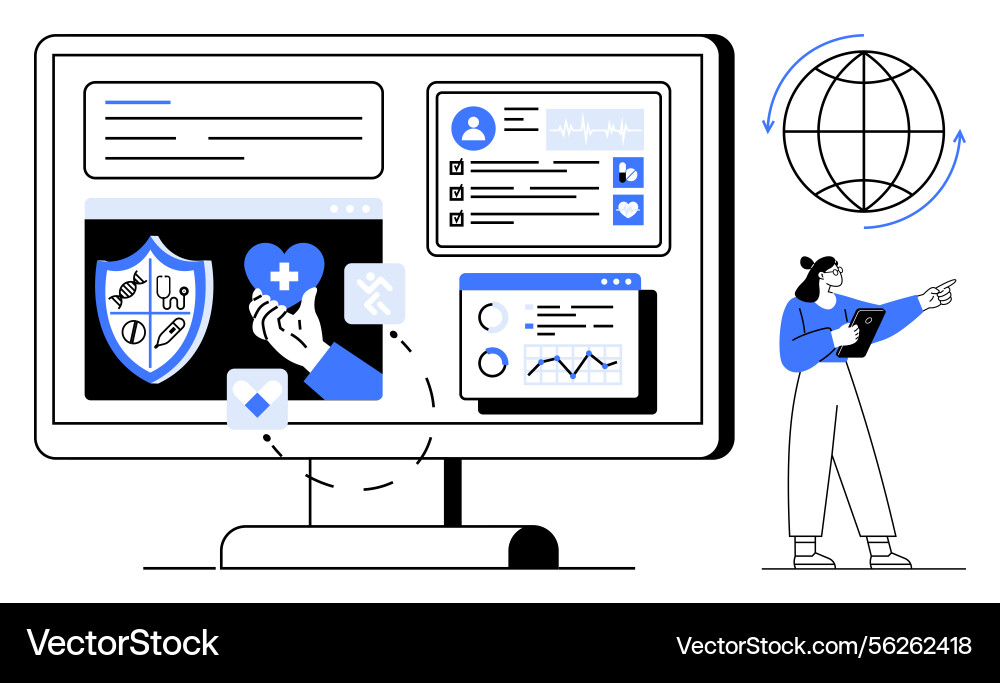 Digital health platform interface with analytics Digital health platform interface with analytics vector image