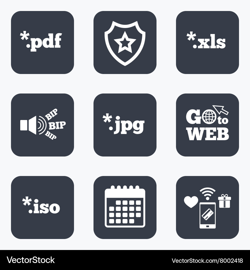 Document signs file extensions symbols Vector Image