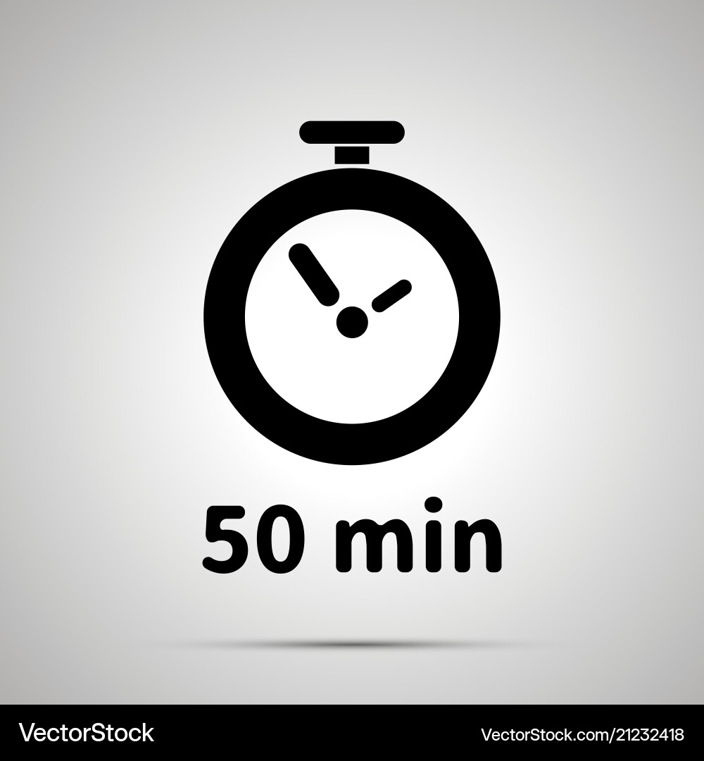 Fifty minutes timer simple black icon with shadow Fifty minutes timer simple black icon with shadow vector image