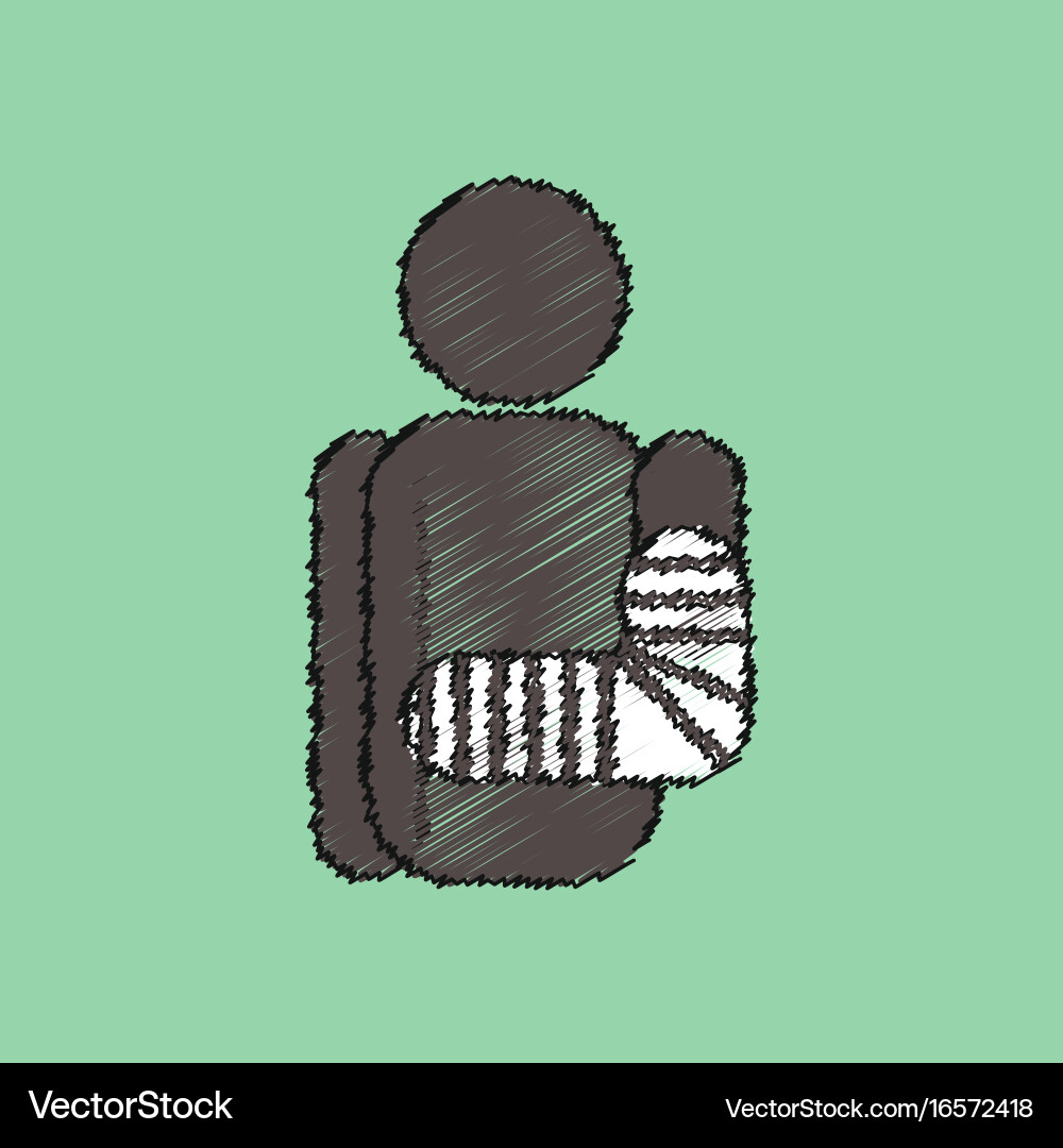 Flat shading style icon with broken arm Vector Image