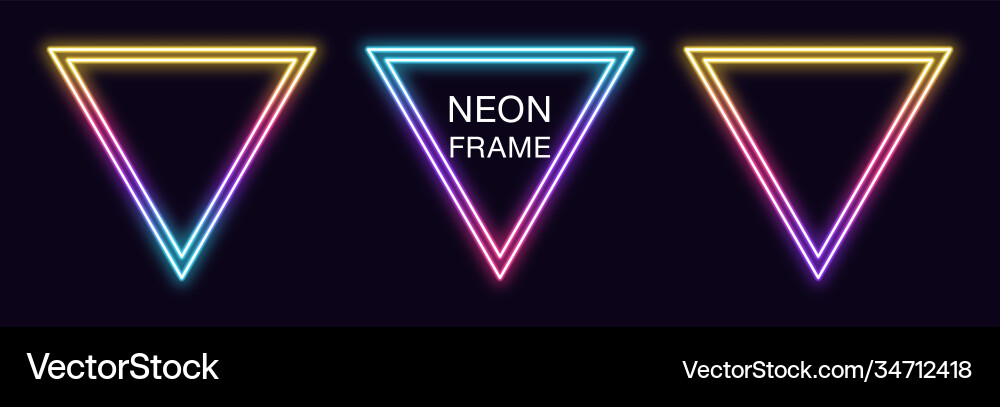 Gradienten Neon Dreieckrahmen Satz dreieckig Gradienten Neon Dreieckrahmen Satz dreieckig vektorbild