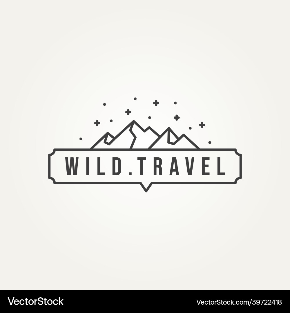Mountain travel adventure minimalist line art logo Mountain travel adventure minimalist line art logo vector image