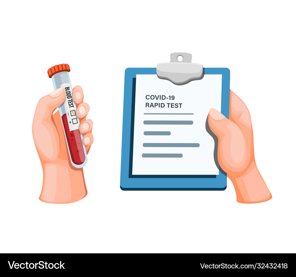 Rapid test result using blood sample checking Vector Image