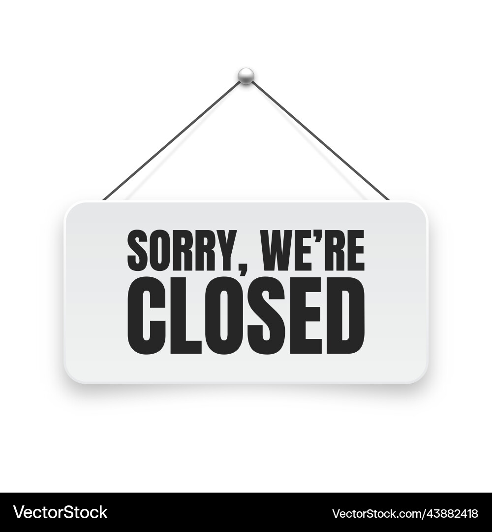 Realistic closed hanging signboard vintage door Realistic closed hanging signboard vintage door vector image