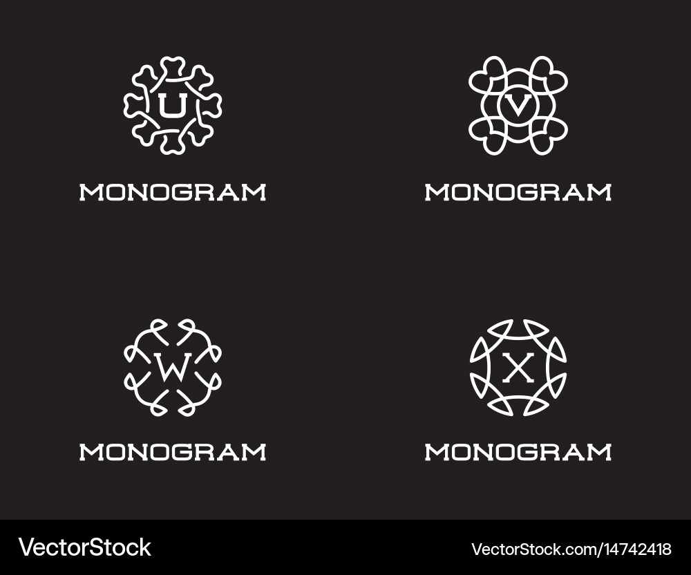 Set compact monogram design template with letter Vector Image