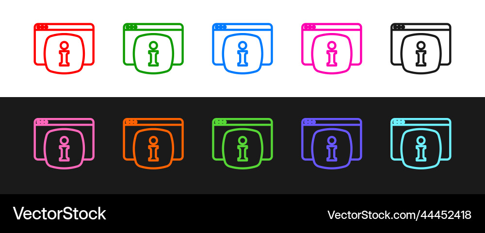 Set line computer monitor with text faq vector image