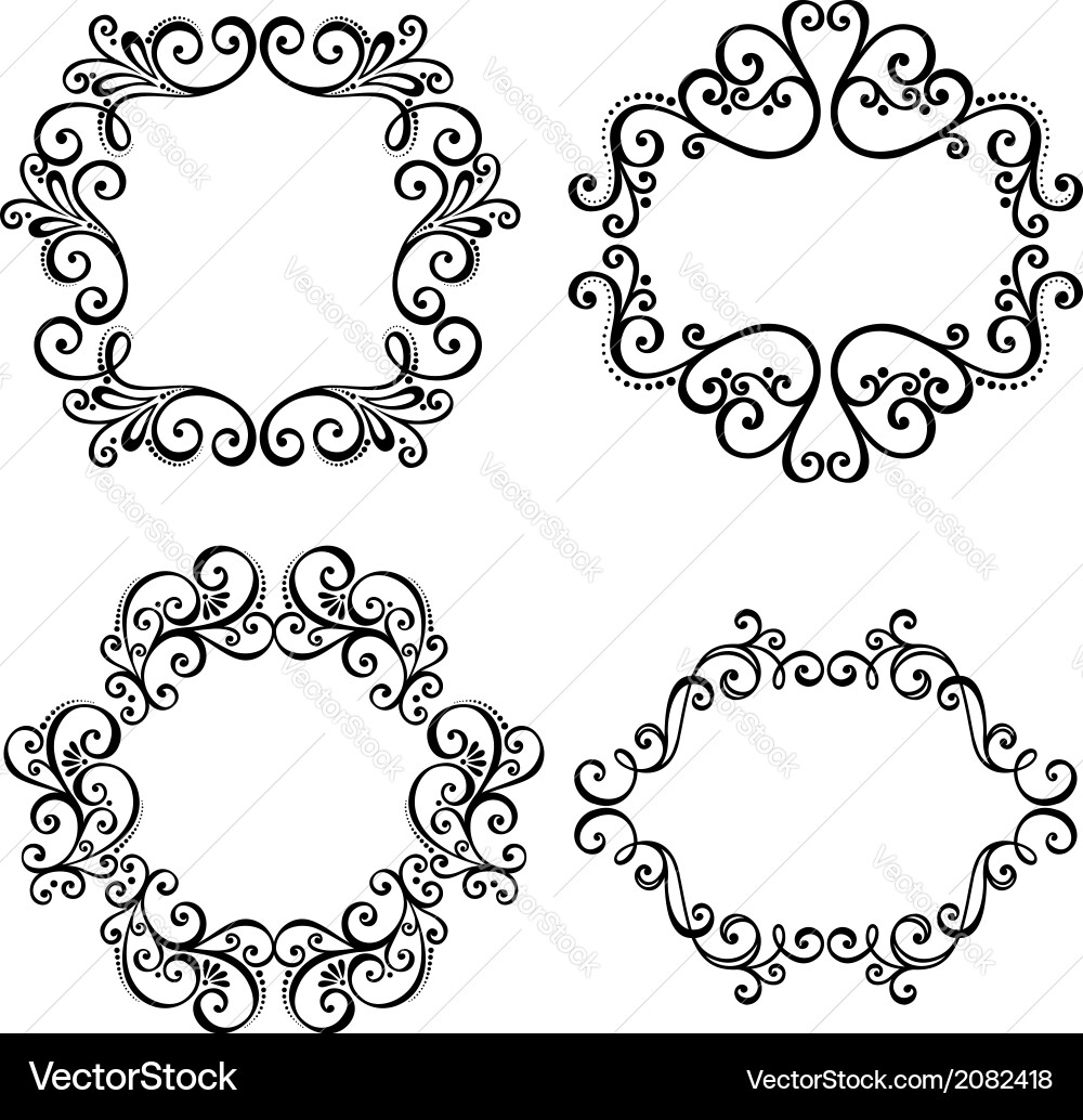Set of ornamental frames for text vector image