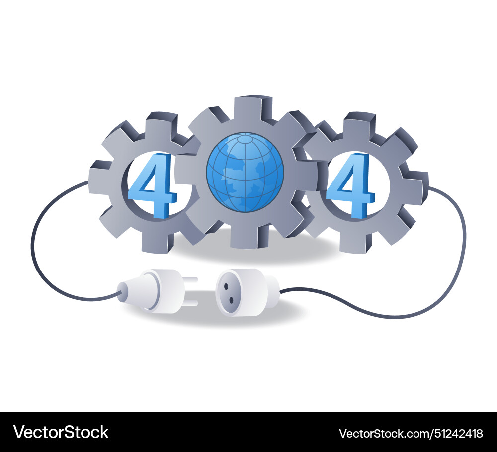 Technology system code 404 error gear symbol flat Technology system code 404 error gear symbol flat Vector Image