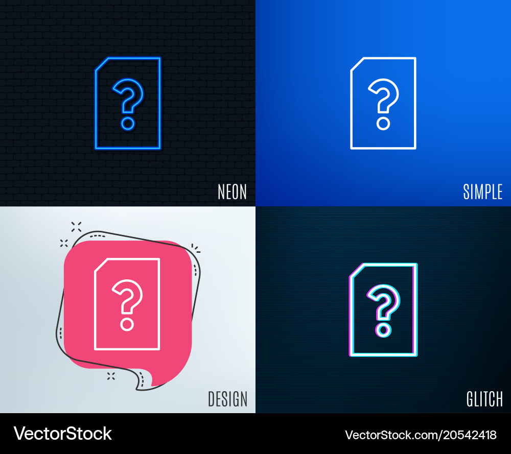 Unknown document line icon file with question vector image