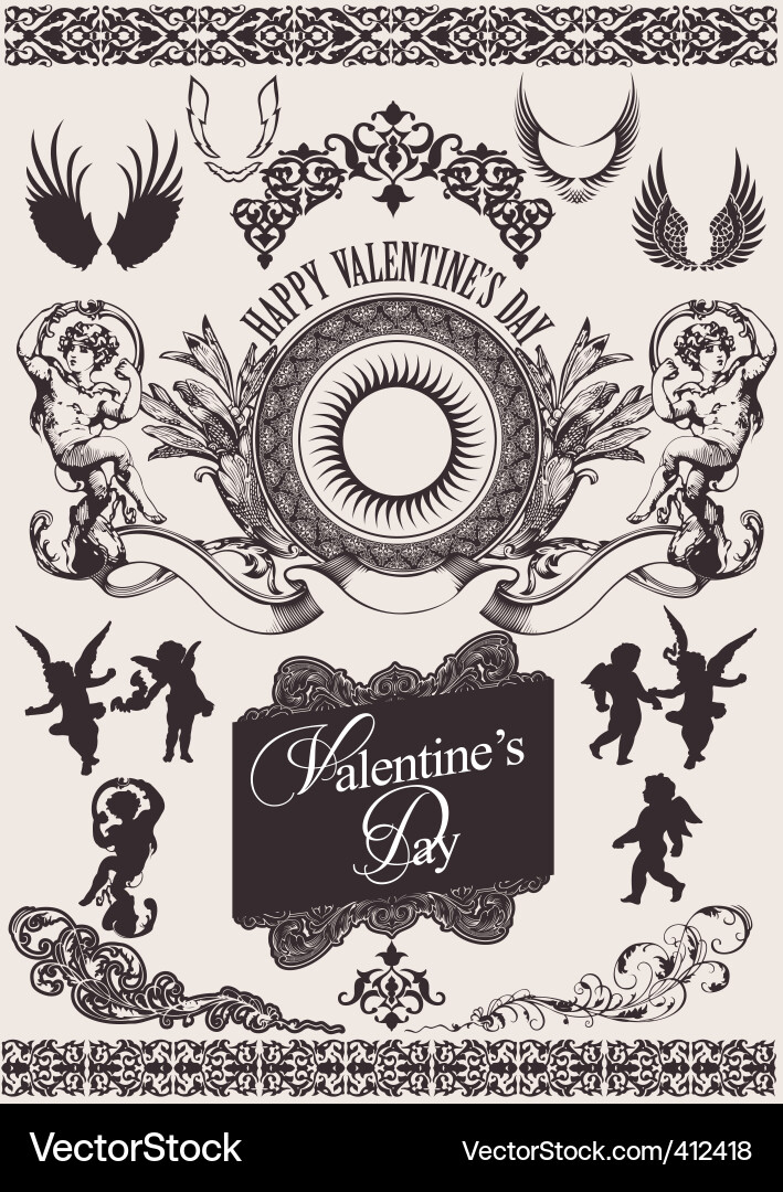 Valentine's Day Ornaments & Icons Vector Image