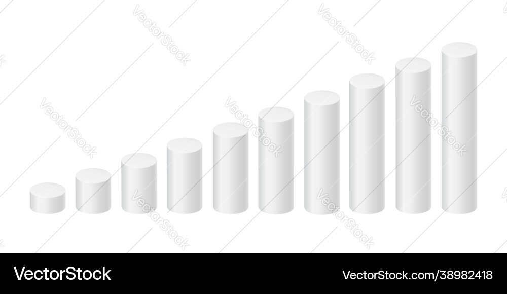 White cylinders with different height bar graph Vector Image