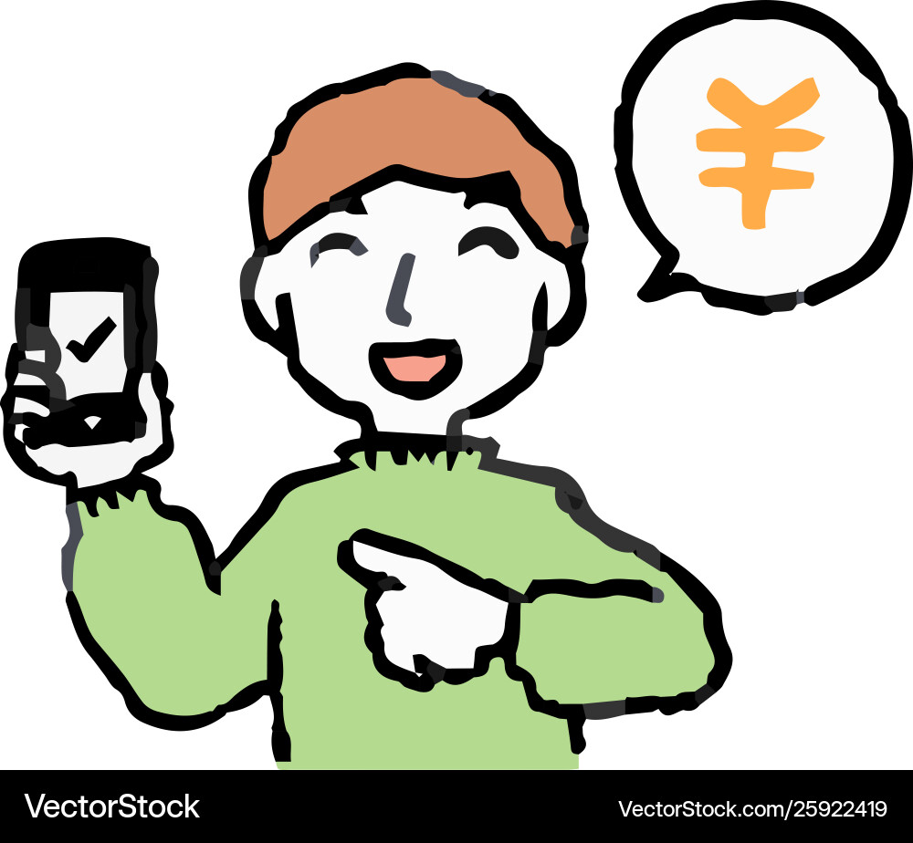 Analog-style man using smartphone payment Vector Image