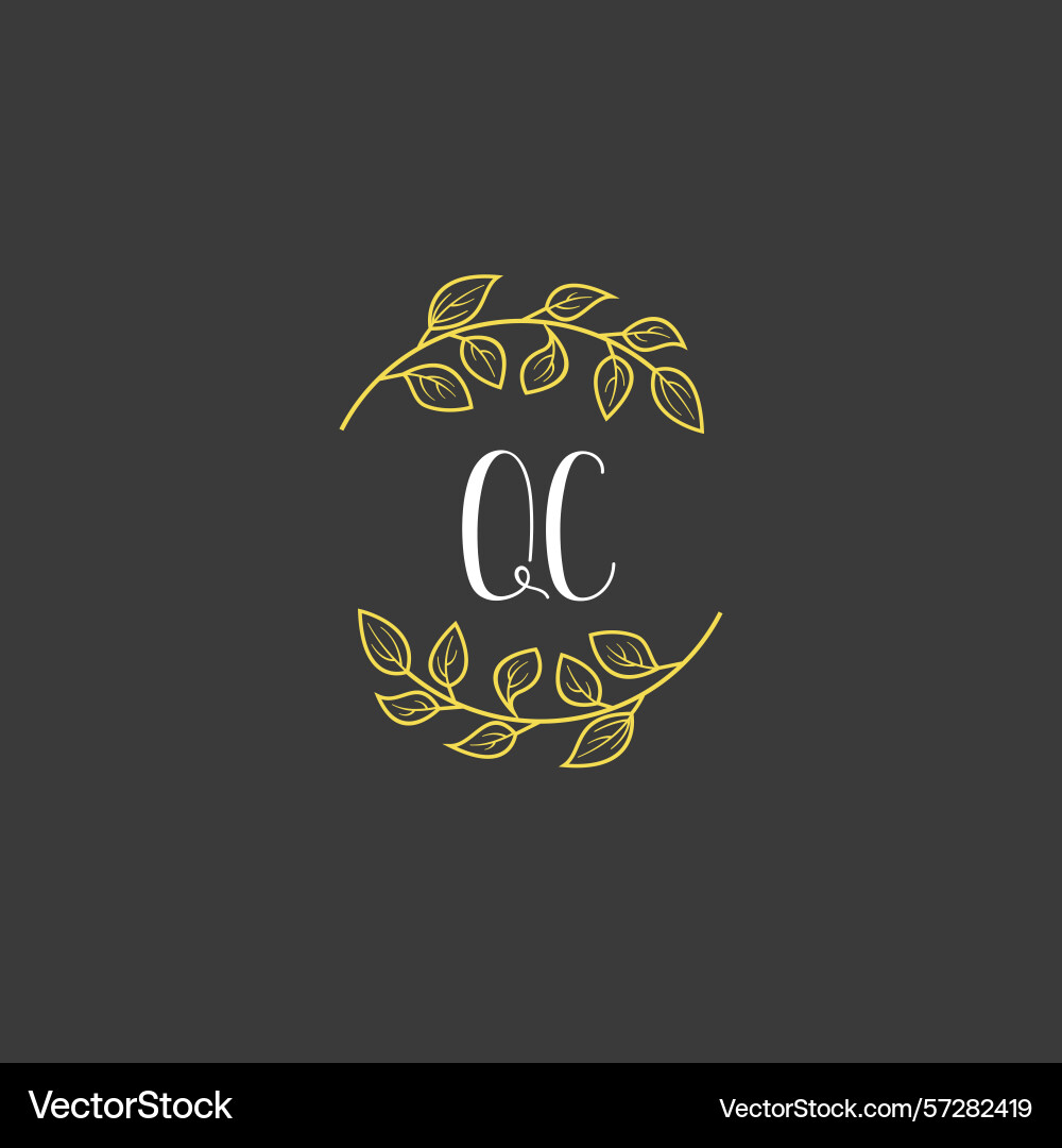 Botanical monogram logos with initial qc Vector Image