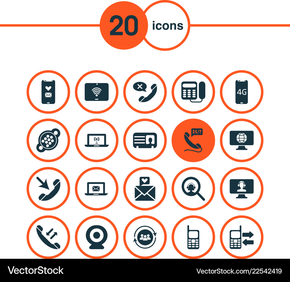 Communication icons set with computer operator Communication icons set with computer operator Vector Image