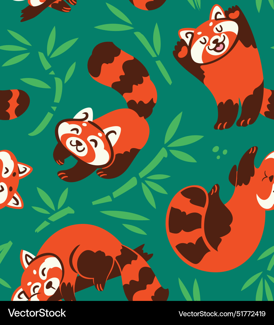 Cute playful red pandas pattern design Cute playful red pandas pattern design vector image