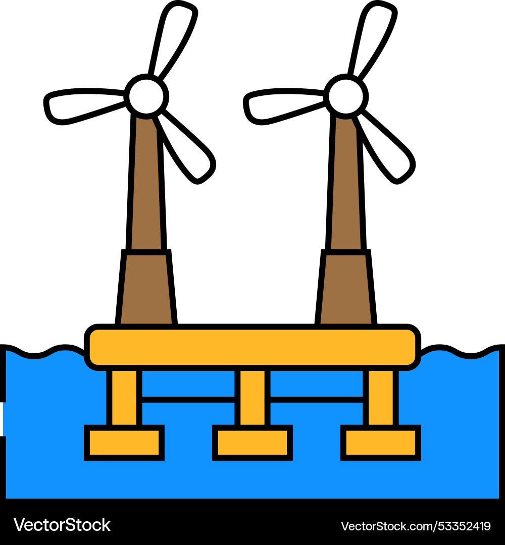 Floating wave platform icon color Vector Image