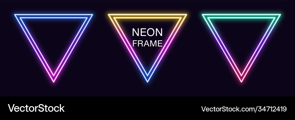 Gradienten Neon Dreieckrahmen Satz dreieckig Gradienten Neon Dreieckrahmen Satz dreieckig vektorbild