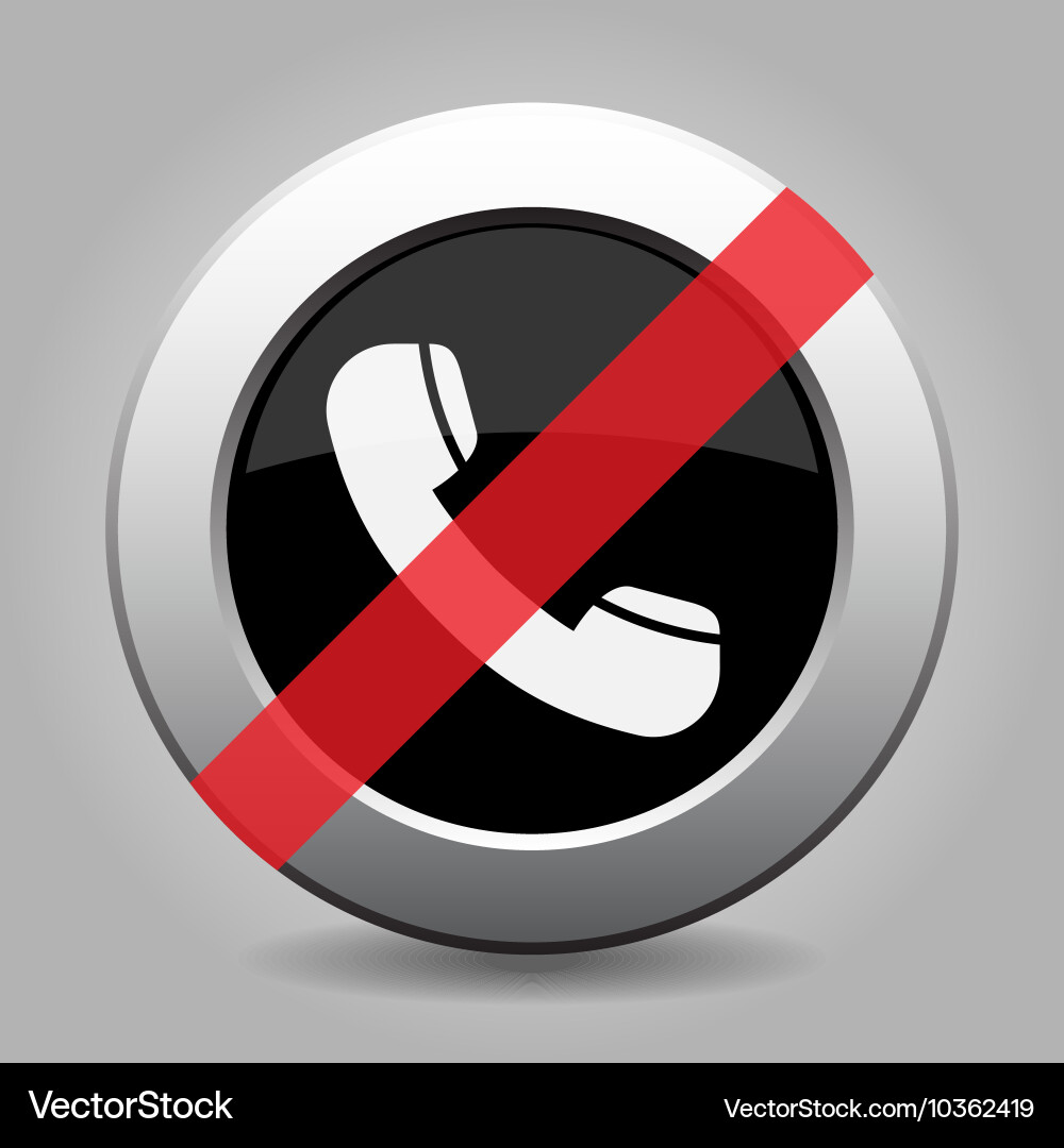 Gray chrome button - no telephone handset Vector Image