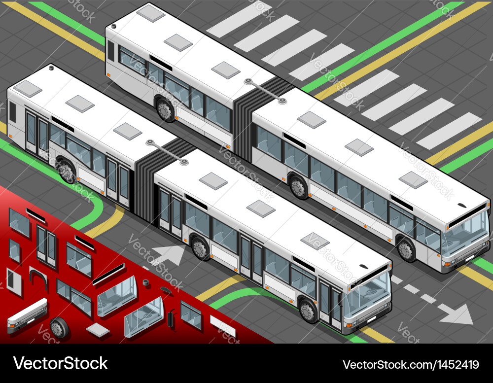 Isometric long bus in front view Vector Image