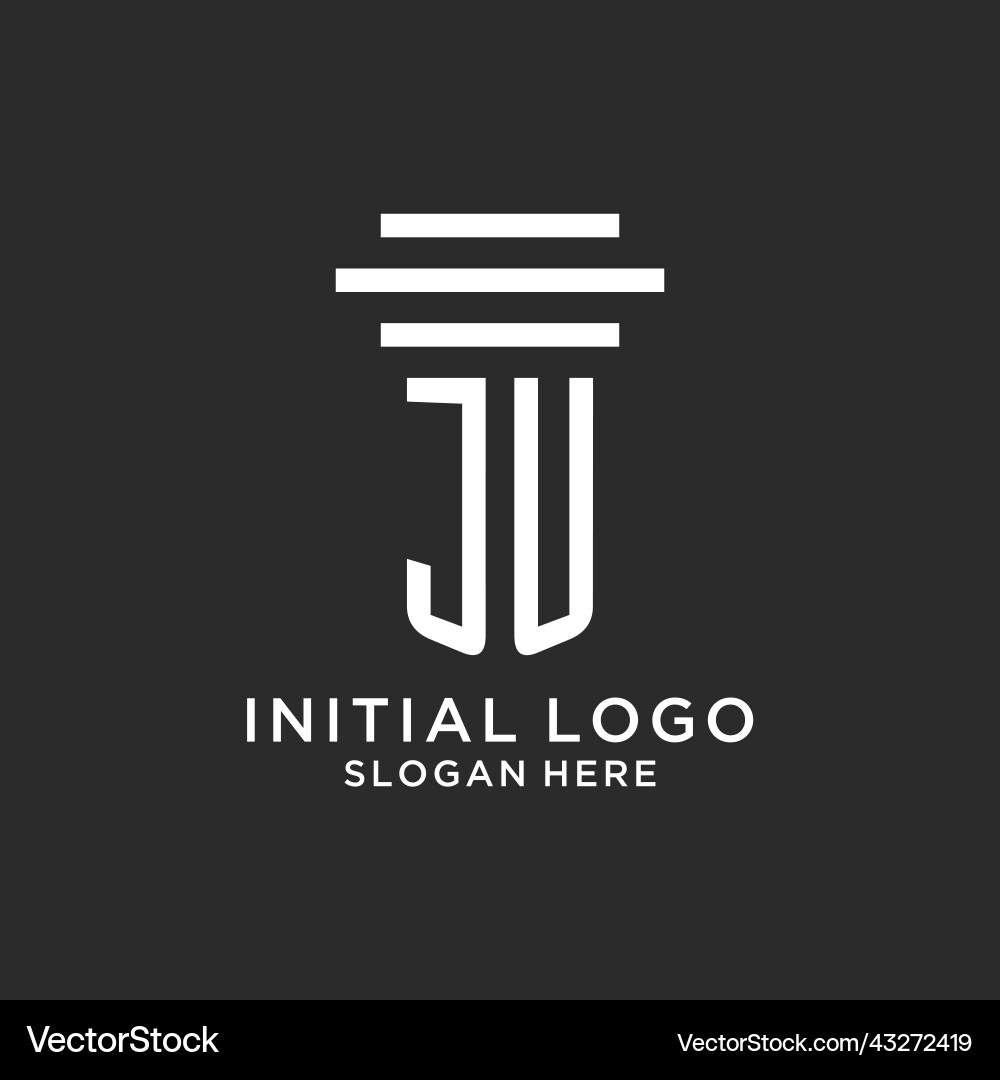 Ju initials with simple pillar logo design Vector Image