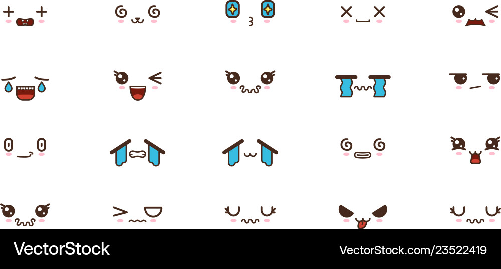 Kawaii lächeln emoticons japanisch emoji Kawaii lächeln emoticons japanisch emoji vektorbild