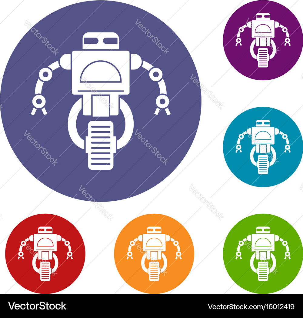 Machine robot icons set vector image