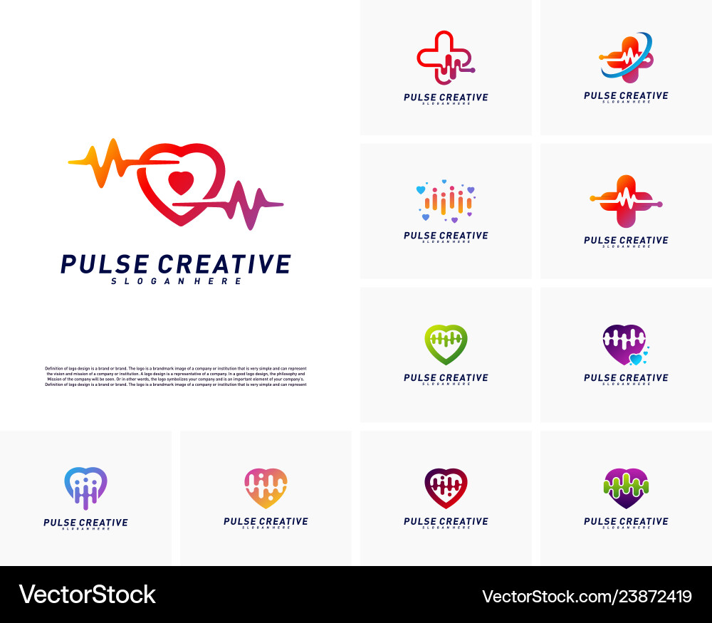 Medical Pulse Logo Concepts - Heartbeat & Rhythm Vector Image