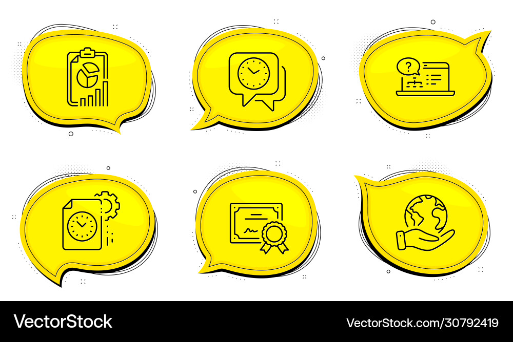 Online help report and project deadline icons set Online help report and project deadline icons set vector image