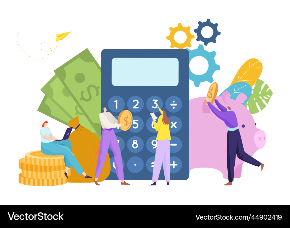 People investment money tiny character standing People investment money tiny character standing vector image