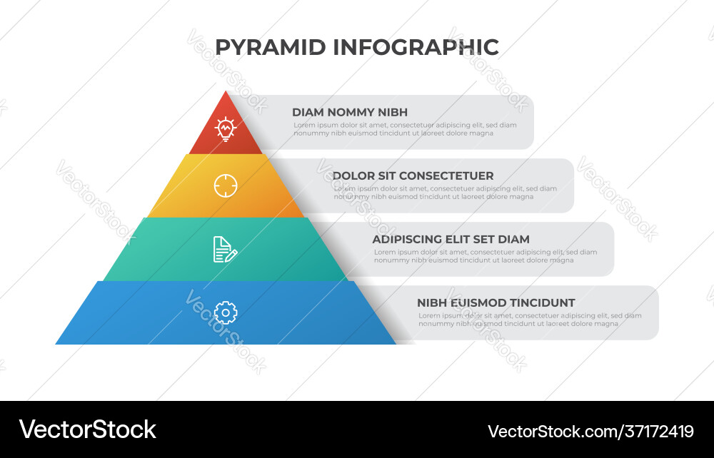 Pyramid Infographic Template - 4 Lists Vector Image