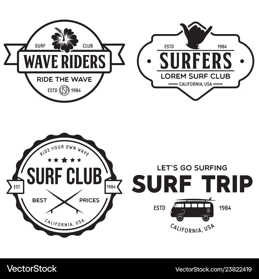 Retro Surfing Emblems - Vintage Surf Badges vector image